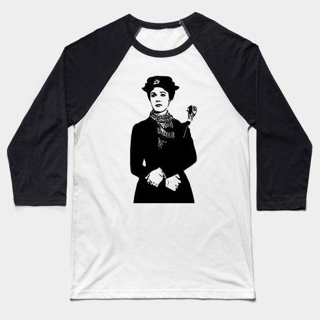 Mary Poppins Silhouette Pink Baseball T-Shirt by baranskini